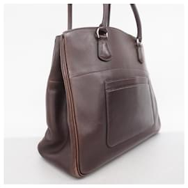 Hermès-Bolso tote de cuero box marrón oscuro Hermes-Marrón oscuro