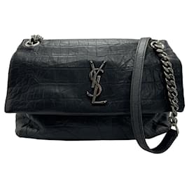 Saint Laurent-Bolsa de ombro de couro preto Saint Laurent-Preto