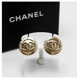 Chanel-Boucles d'oreilles rondes en métal Chanel Coco Mark-Doré