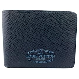 Louis Vuitton-Louis Vuitton Navy Leather Bill Wallet-Navy blue