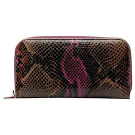 ETRO Python Embossed Leather Zip Around Long Wallet Black