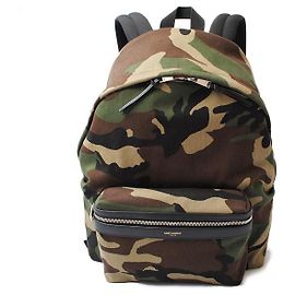 Yves Saint Laurent City Backpack Cotton Leather 435988 Green