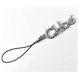 Chloé Chloe Rhinestone Metal Strap/Charm Keychain Silvery