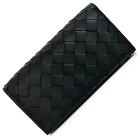 Bottega Veneta-Bottega Veneta Intrecciato Long Wallet-Black,Green