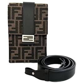 Fendi-Fendi Zucca Shoulder Phone Case-Khaki,Dark brown