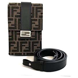 Fendi-Fendi Zucca Shoulder Phone Case-Khaki,Dark brown
