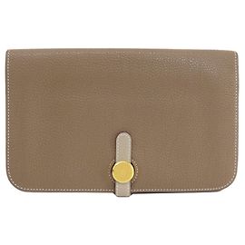 Hermès Cartera larga Hermes Dogon Duo GM Etoupe Beige