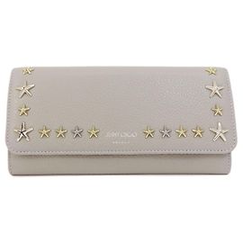 Portefeuille long à motif étoile Jimmy Choo Marron