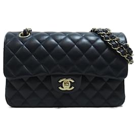 Chanel-Bolsa de ombro com corrente Chanel Matelassé Double Flap-Azul marinho