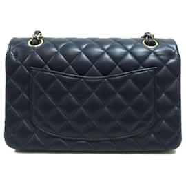 Chanel-Sac à épaule à chaîne Chanel Matelassé Double Flap-Bleu Marine