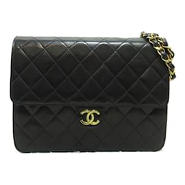 Chanel-Sac à épaule Chanel Matelassé Push Lock avec chaîne-Noir