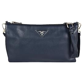 Prada-Clutch e bolsa de ombro de couro azul marinho Prada-Azul marinho