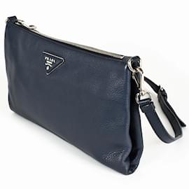 Prada-Clutch e bolsa de ombro de couro azul marinho Prada-Azul marinho