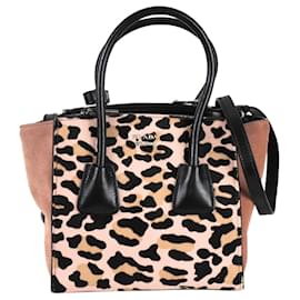 Prada-Prada Leopard Handbag in Pony Leather-Black,Pink