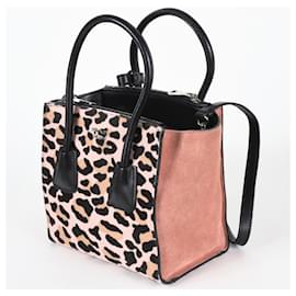 Prada-Prada Leopard Handbag in Pony Leather-Black,Pink