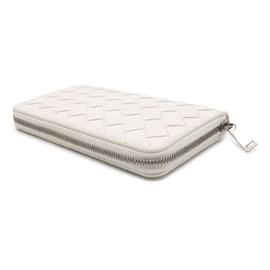 Bottega Veneta-Bottega Veneta White Intrecciato Long Wallet-White