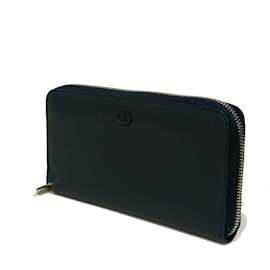 Christian Dior-Christian Dior Long Wallet in Navy Leather-Navy blue