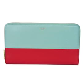 Céline-Cartera Larga Celine en Cuero Azul y Rojo-Roja,Azul