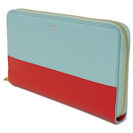 Céline-Carteira Longa Celine em Couro Azul e Vermelho-Vermelho,Azul