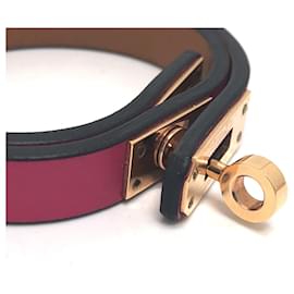 Hermès-Hermes Double Bracelet in Pink Leather-Pink