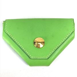 Hermès-Hermes Apple Green Leather Coin Purse-Green