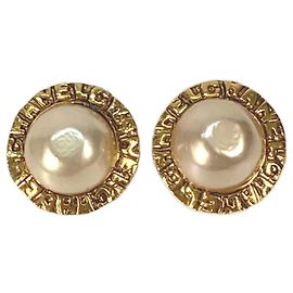 Chanel Vintage Gold Clip Earrings Golden