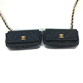 Chanel-Bolso de hombro de cuero negro Chanel-Negro