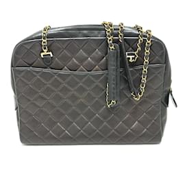 Chanel-Sac à épaule en cuir noir vintage Chanel-Noir