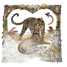 Hermès-Schal Muffler Hermes Carre 90 Jungle Love-Braun