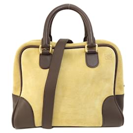 Loewe-Loewe Amazona Suede Handbag-Beige