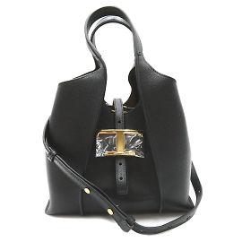 Bolsa de compras em couro T Timeless da Tod's Mini Preto