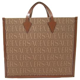 Versace-Versace Brown Cotton Tote Bag-Brown