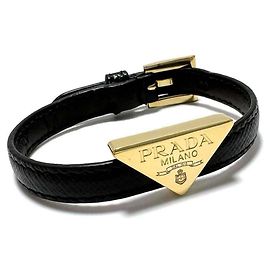Prada Saffiano schwarzes Charm-Armband Schwarz