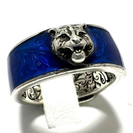 GUCCI Men's Tiger Head Garden Ring Blue