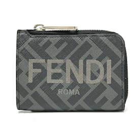 Fendi-Fendi Gray Leather Coin Purse-Brown