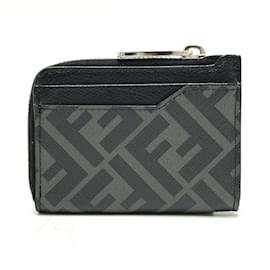 Fendi-Fendi Gray Leather Coin Purse-Brown