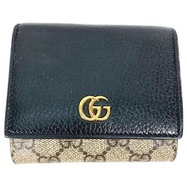 Gucci Beige Leder Geldbörse im Querformat Beige