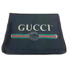 Gucci-Gucci 500981 Black Leather Clutch Bag-Black