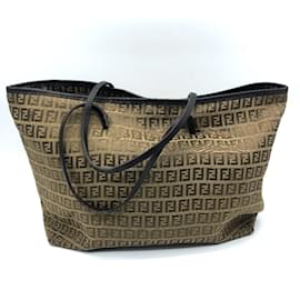 Fendi-Fendi FF Logo Zucca Pattern Tote Bag-Beige