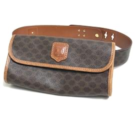 Céline-Celine 2WAY Clutch Bag Waist Pouch in Brown-Brown