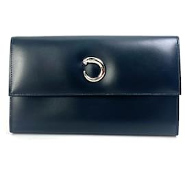 Cartier-Cartera larga de cuero negro Cartier-Negro