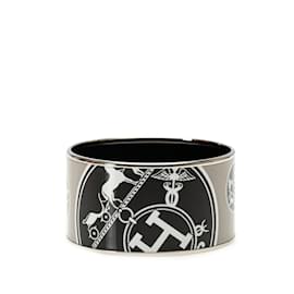 Hermès-Hermes Enamel Bangle TGM-Brown,Black,Silvery