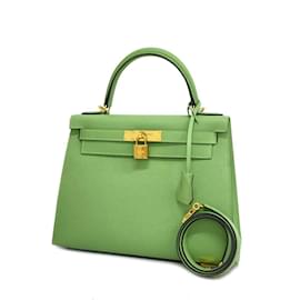 Hermès-Hermes Kelly 28 Handbag in Vert Cricket-Other