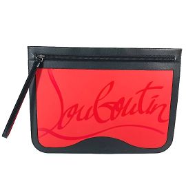 Schwarze Leder-Clutch von Christian Louboutin Schwarz