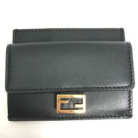 Fendi Black Leather Coin Purse Black