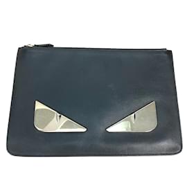 Fendi-Fendi Black Leather Clutch Bag-Black
