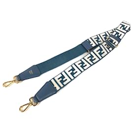 Fendi-Fendi 8AV386 Zucca Shoulder Strap Wallet-Blue