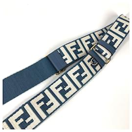 Fendi-Fendi 8AV386 Zucca Shoulder Strap Wallet-Blue