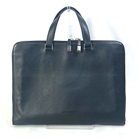 Christian Dior Dior Homme Black Leather Briefcase Black