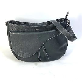 Borsa a spalla in pelle nera Christian Dior Nero